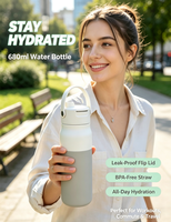 Bouteilles d'eau d'extérieur en acier inoxydable, gourde isotherme anti-fuite réutilisable pour le cyclisme et le fitness, avec logo personnalisé