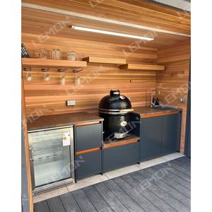 Gabinete de <span class=keywords><strong>cocina</strong></span> independiente de acero inoxidable de color negro de estilo europeo con estufa de <span class=keywords><strong>leña</strong></span> <span class=keywords><strong>cocina</strong></span> al aire libre - Product Image 2