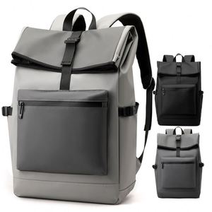 Vente chaude étanche en cuir pliable Rolltop sac à dos école étudiant hommes voyage roulant sacs pour ordinateur portable sac à dos pour les adolescents - Product Image 1