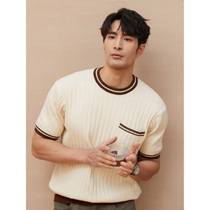 Nouveau <span class=keywords><strong>T</strong></span>-<span class=keywords><strong>shirt</strong></span> d'é<span class=keywords><strong>t</strong></span>é à manches courtes en maille pour <span class=keywords><strong>homme</strong></span>, <span class=keywords><strong>coupe</strong></span> <span class=keywords><strong>ajustée</strong></span> avec poche, style décontracté et respirant - Product Image 2
