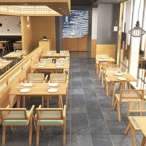 Moderne Eenvoudige Mdf Top Restaurant Tafel Metalen Frame + Houten Poten Eettafel Japanse Stijl