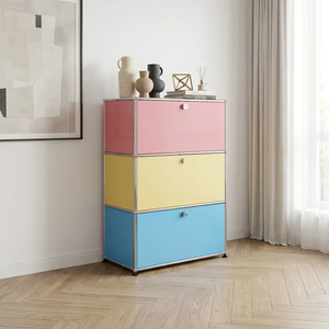 Vintage-style Modern Minimalist Living Room Stainless Steel Modular <b>Storage</b> Sideboard Shelving Unit Home Furniture - Product Image 6