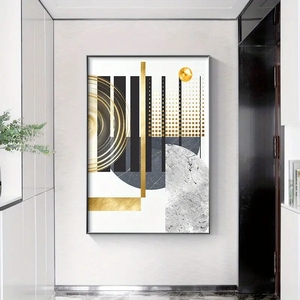 رسم بأشكال هندسية مخصصة من الزجاج على قماش الكانفا مناسب لغرفة المعيشة رسم على الجدران من البورسلين الكريستالي