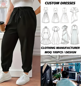 Pantalones deportivos casuales para mujer, cintura elástica con cordón, corte holgado - Product Image 1
