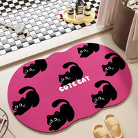 Tapis de salle de bain moderne en boue de diatomée super absorbante, motif chiot mignon, séchage rapide, antidérapant, pour la maison et l'hôtel, tapis de sol pour chambre d'enfant