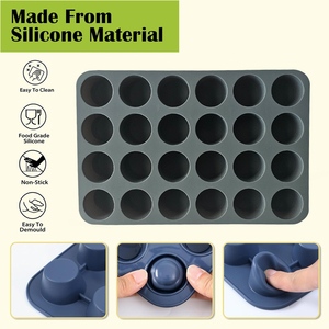 Không dính 24 <span class=keywords><strong>Mini</strong></span> ly nướng bánh Silicone <span class=keywords><strong>Muffin</strong></span> Pan - Product Image 6