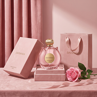 Nouveau modèle de flacon de parfum en verre 30ml 50ml 100ml Flacon de parfum rose de luxe avec boîte d'emballage et couvercle doré