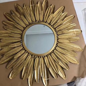 Wholesale Home Metal Modern <strong>Gold</strong> Sun Hanging <strong>Mirror</strong> Faux Iron Flower Custom Wall Decoration <strong>Mirror</strong> - Product Image 6