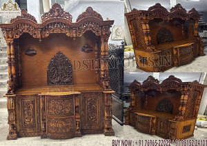 ห้องบูชาไม้สักสไตล์อินเดียใต้ งานฝีมือทันสมัย พับได้ ใช้งานได้หลากหลาย ทนทาน กันน้ำ พร้อมที่เก็บของ ผลิตในสหรัฐอเมริกา - Product Image 4