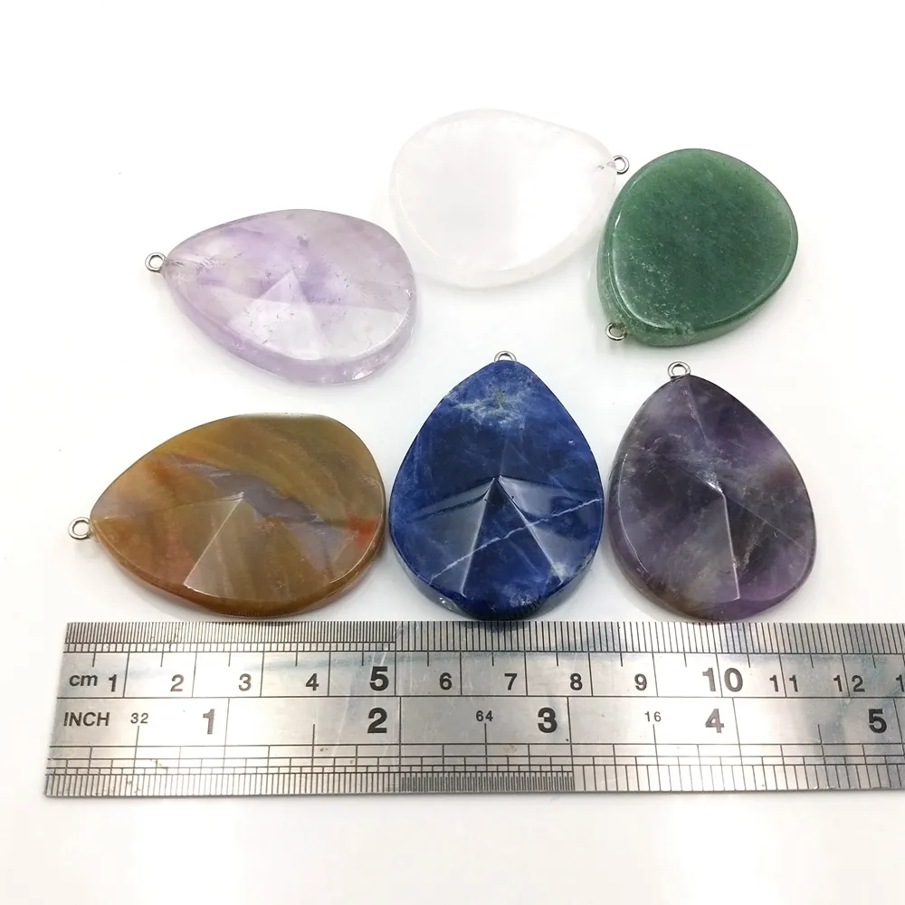 Tùy Chỉnh Thiết Kế Mới Đồ Trang Sức Thạch Anh Tím Aventurine fluorite Agate Nước Drop Quyến Rũ Chữa Bệnh Pha Lê Đá Mặt Dây Chuyền Vòng Cổ Người Đàn Ông Phụ Nữ