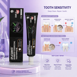 <span class=keywords><strong>Pasta</strong></span> <span class=keywords><strong>Dental</strong></span> de Carbón de Bambú para Dientes Sensibles, Fórmula <span class=keywords><strong>Desensibilizante</strong></span>, Limpieza Profunda, Menta Fresca, Anti-Caries, Blanqueadora, Desechable - Product Image 1