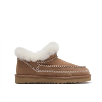 Sepatu Bot Salju Wanita Berbahan Suede, Berlapis Wol Hangat, Model Ankle, Ujung Bulat, Kasual Musim Dingin, Slip-On, Hak Datar, Warna Solid, Sol EVA Foam Anti-Slip