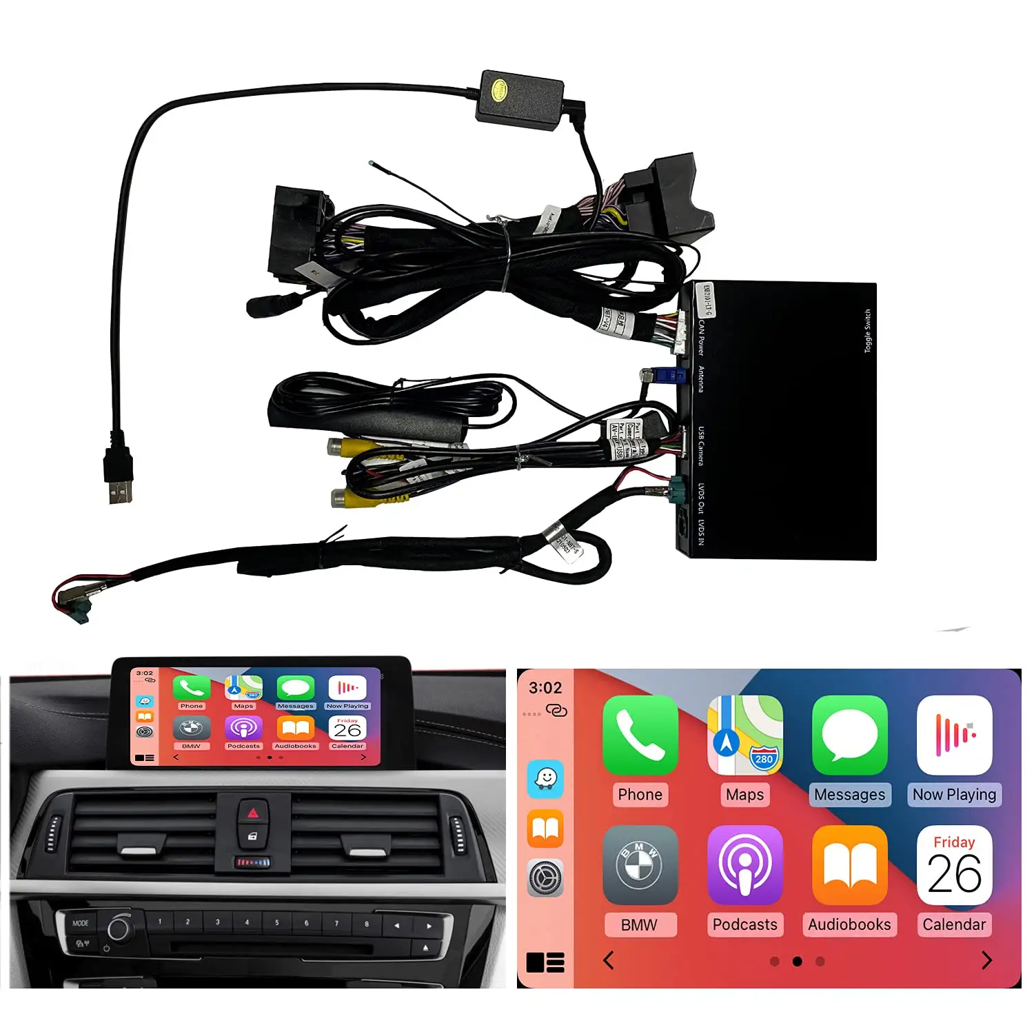 Top Road multimédia sans fil Carplay Android Auto Retrofit Kit décodeur pour BMW EVO System ID5 ID6 année 2017-2020 avec système EVO