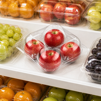 Contenant transparent en PET recyclable pour figues, avec compartiments en dôme, pour 4 figues, jetable, de qualité alimentaire, emballage coquille pour fruits, vente en gros et au détail, épicerie