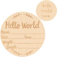 Bonjour monde nouveau-né signe rond en bois jalon bébé pépinière nom signes de naissance pour les annonces de l'hôpital et de la grossesse