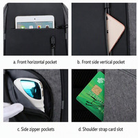 Mochila Antirrobo para Portátil con Puerto USB, Mochila de Viaje con Puerto USB, Reflectante, con Múltiples Bolsillos, para la Escuela, Trabajo, Uso Diario, Venta al por Mayor