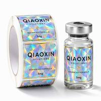 Label Hologram Logo Kustom untuk Botol, Stiker Gulung Iridescent Tahan Air untuk Kemasan Botol Kaca Bening 3ml 5ml 10ml