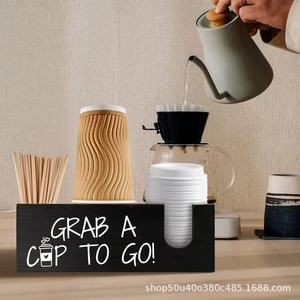 Wooden Desktop Organizer Storage <b>Box</b> With Compartments For Coffee <b>Tea</b> Bags Office Home Use Black Rectangle Standing Type - Product Image 3