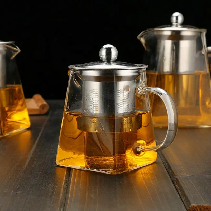 Infuseur à thé Pot théière en verre résistant à la chaleur tasse avec filtre fleur théière Oolong Puer bouilloire verre café théière