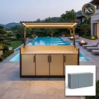 Muebles de Exterior, Gabinete de Cocina Plegable para Barbacoa, Estación de Acero Inoxidable con Parrilla de Gas, Refrigerador y Fregadero para Eventos en Terrazas de Hoteles