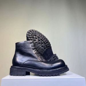 Bottes de travail montantes pour hommes en cuir lavé vintage, faites à la main, effet vieilli, à plateforme épaisse, à lacets, respirantes, antidérapantes, été - Product Image 4