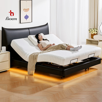 Ensemble de lit double moderne multifonctionnel respirant avec matelas et surveillance de la santé par IA pour villas, ensemble de lit intelligent silencieux