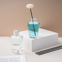Bouteille diffuseur de parfum en verre rond transparent vide de 150 ml en gros personnalisée, huile et bâtonnets d'emballage pour salle de bain