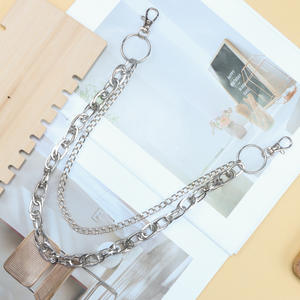 Cadena de cintura con anillo de metal, estilo hip hop punk, cadena corporal informal de moda, aleación de zinc, color blanco K795 - Product Image 4