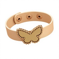 Bracelet pour femme de style frais, idéal pour le bureau ou la carrière, avec un design papillon uni, chaîne en cuir électroplaqué réglable, chic