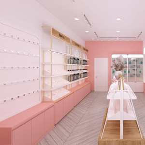 Tùy chỉnh bán lẻ trang điểm Gondola hiển thị Kệ mỹ phẩm tường hiển thị đồ nội thất bằng gỗ chăm sóc da cửa hàng thiết kế nội thất - Product Image 4