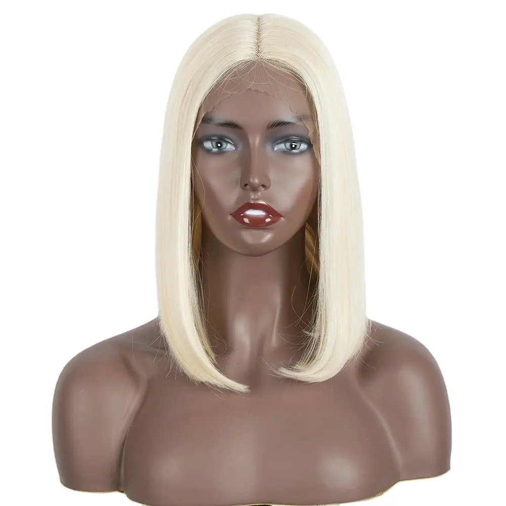 Perruques synthétiques lisses Ombre blondes, perruque pour femmes noires, Noble fibre résistante à la chaleur, perruque Bob Lace Front Wig