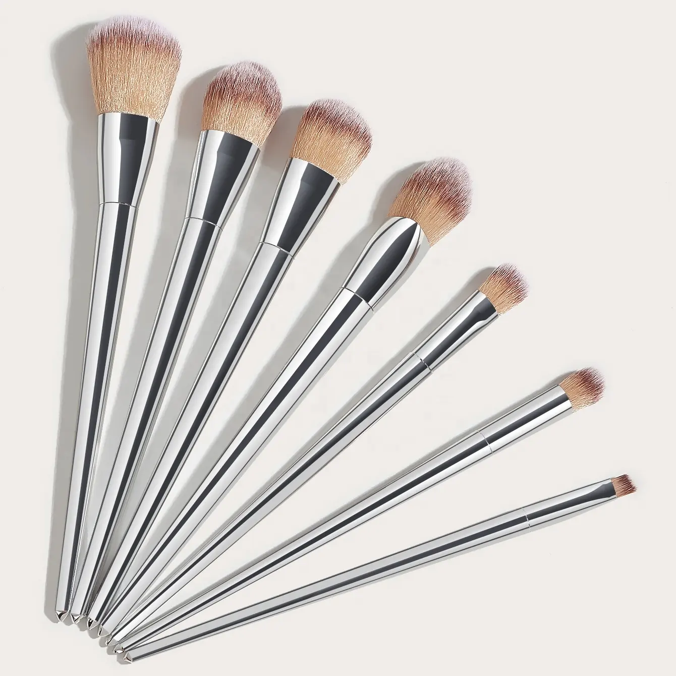 Makeup Your Own Brand Silver Cosmetics Brush Set Private Label Custom Logo Portable Make Up Brushes Set