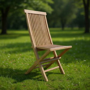 Sedia da Giardino Pieghevole Classica in Teak D0100XU5DE2, Sedia in Legno per Esterni dal Design Tradizionale con Gambe Affusolate - Product Image 2