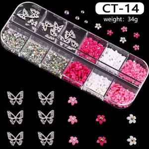 Adornos de <span class=keywords><strong>uñas</strong></span> con lazo de plástico de 12 rejillas decorados con lazos de princesa rosa, adornos de <span class=keywords><strong>uñas</strong></span> DIY, decoración de <span class=keywords><strong>uñas</strong></span> 3D colorida - Product Image 5