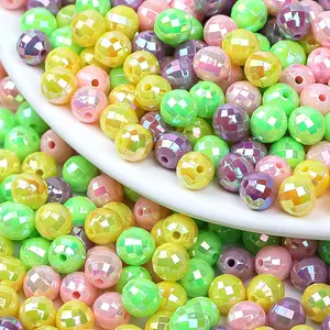 JC Wholesale Acrylic Loose Beads plating AB Color plastic beads for DIY Jewelry Making acrylic beads 8mm