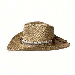 Sombrero de Paja 100% Natural para Hombre y Mujer, Estilo Vaquero, con Decoración Personalizada y Logotipo de Marca Privada, Novedad de Verano 2025 - Product Image 2