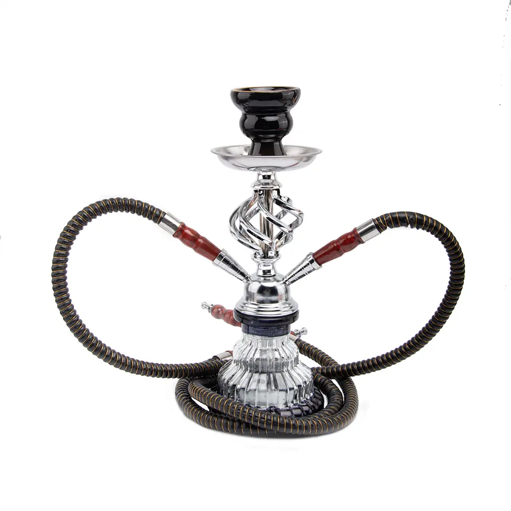 La fabbrica vende direttamente accessori per fumatori Shisha tradizionali arabi in vetro un narghilè a due tubi