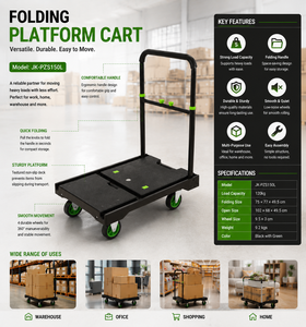 120 kg Foldable <b>Platform</b> <b>Trolley</b> Cart Heavy Duty Steel Hand Cart Four Wheel Material Handling for Tools - Product Image 1