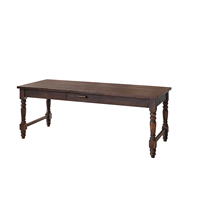 Vintage Massivholz-Esstisch mit Schublade Wabi Sabi Antik Geschnitzte Beine Rechteckiges Tischset für Esszimmer