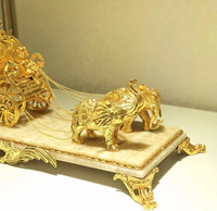Horloge de Table en forme d'éléphant doré, de Style médiéval Antique, Base en marbre, bureau doré Antique