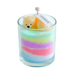 HUAMING wholesale home decor DIY sand wax candle creative handmade glass colorful granulated sand scented candle private label