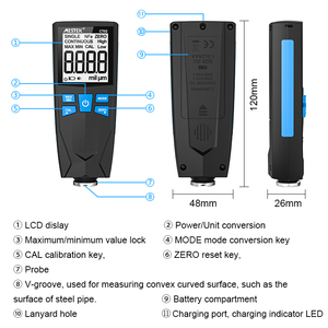 Misuratore di Spessore CT02 per Vernice Auto, Tester per Rivestimenti Non Conduttivi Fe/<span class=keywords><strong>NFe</strong></span> - Product Image 5