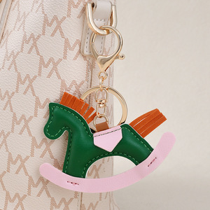 3D Leather pony rocking horse chaveiro bonito animal jóias bolsa acessórios handmade couro Charm bag chaveiro do carro - Product Image 5