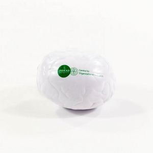 Balle anti-stress blanche en mousse, personnalisable avec logo imprimé, publicitaire, promotionnelle, en forme de cerveau, à prix abordable - Product Image 2