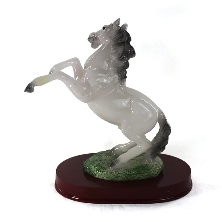 Handgemaakte 3d Hars Paard Home Decor Witte Jade Sculptuur
