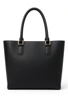 Sac fourre-tout en cuir grainé noir pour femme, grande capacité, avec quincaillerie dorée, fermeture éclair minimaliste, portable pour le voyage