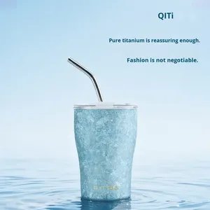 Qitai Lavida Reintitan Isolierter Handpress-Kaffeebecher Antibakteriell 6-Stunden Wärmespeicherung Geschenkbox-Set Tragbar Unisex - Product Image 2