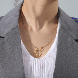 Collar <span class=keywords><strong>con</strong></span> colgante de mapa del mundo, colgante de acero inoxidable <span class=keywords><strong>con</strong></span> mapa <span class=keywords><strong>Jordan</strong></span> - Product Image 2