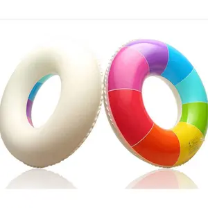 Ustom-anillo flotador inflable para niños y adultos, accesorios de flotador con logotipo de color brillante, novedad de 2023