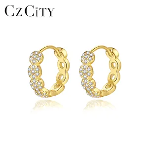 CZCITY Gold Plating Cubic Zirconia Erring Woman Lady Earing Trending Charm Clip On Earring Fashion Jewelry